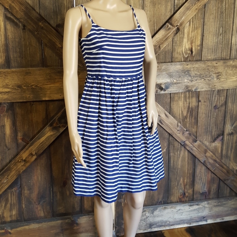 J. Crew blue and white striped dress